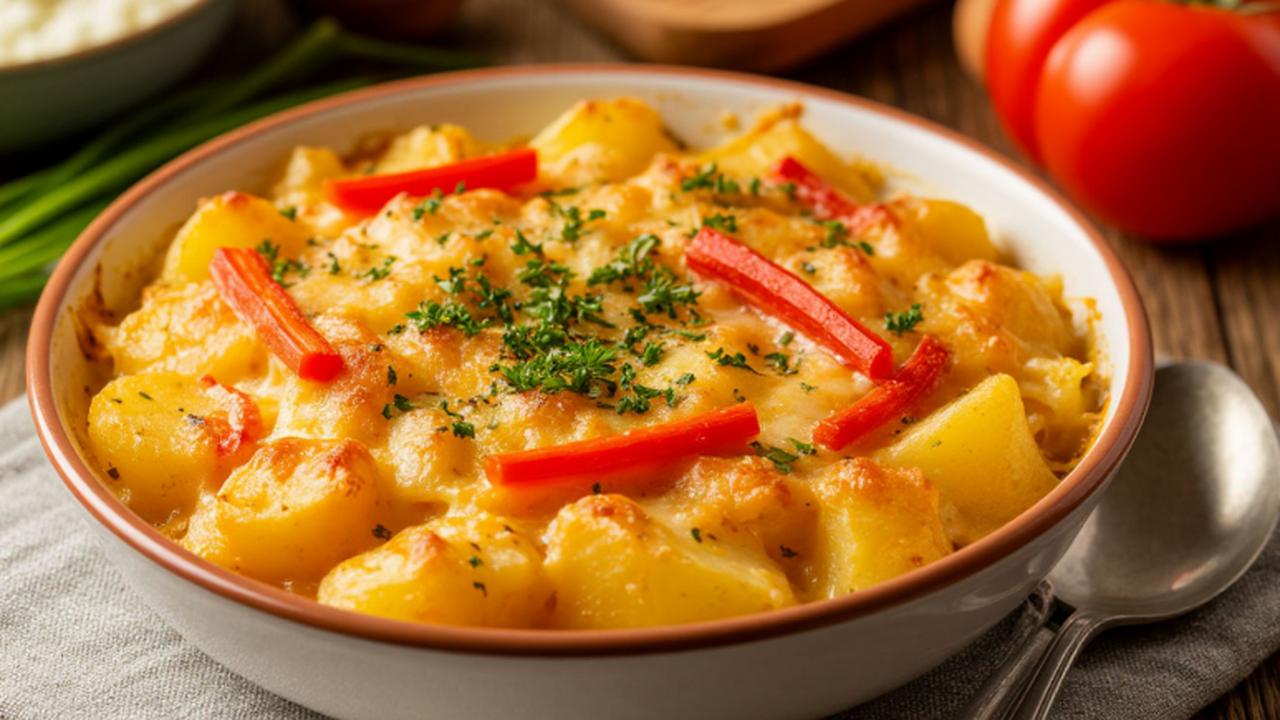 Запеканка из крабовых палочек и картофеля: вкус...