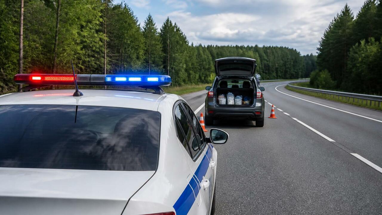 На въезде в Плесецк прошла акция ГИБДД: проверя...