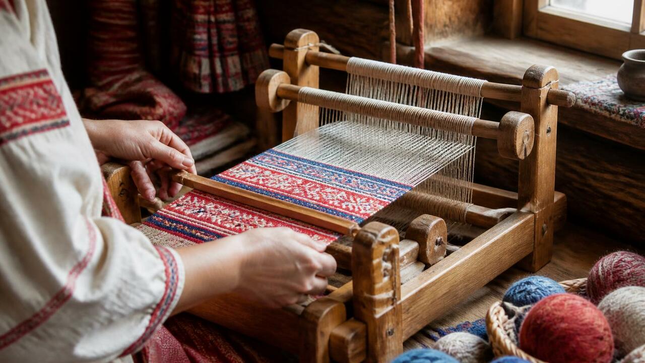 В Коряжме мамы с дочками учатся ткать пояса для...