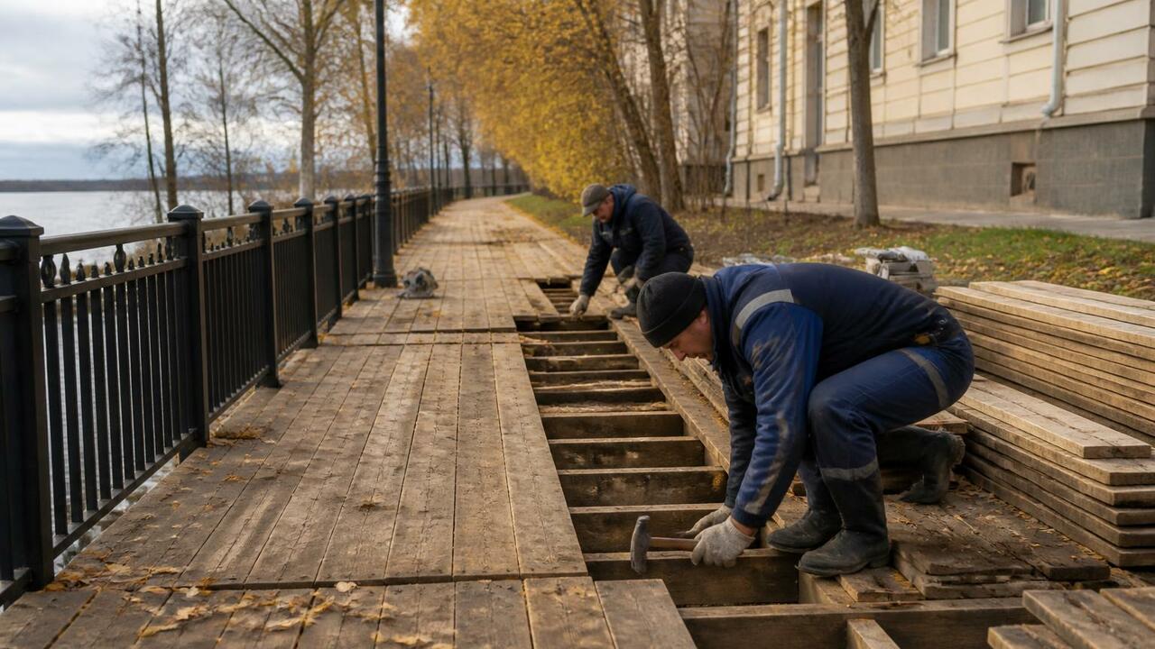 В Архангельске отремонтируют деревянные тротуары В Архангельске отремонтируют деревянные тротуар...