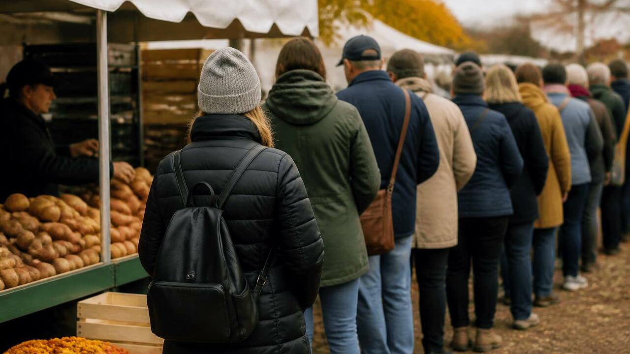 На Маргаритинской ярмарке в Архангельске утром ...