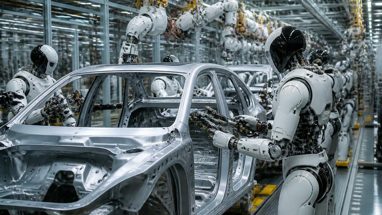 Китайские автоконцерны переключаются на человекоподобных роботов Китайские автоконцерны, включая BYD и XPeng, ин...
