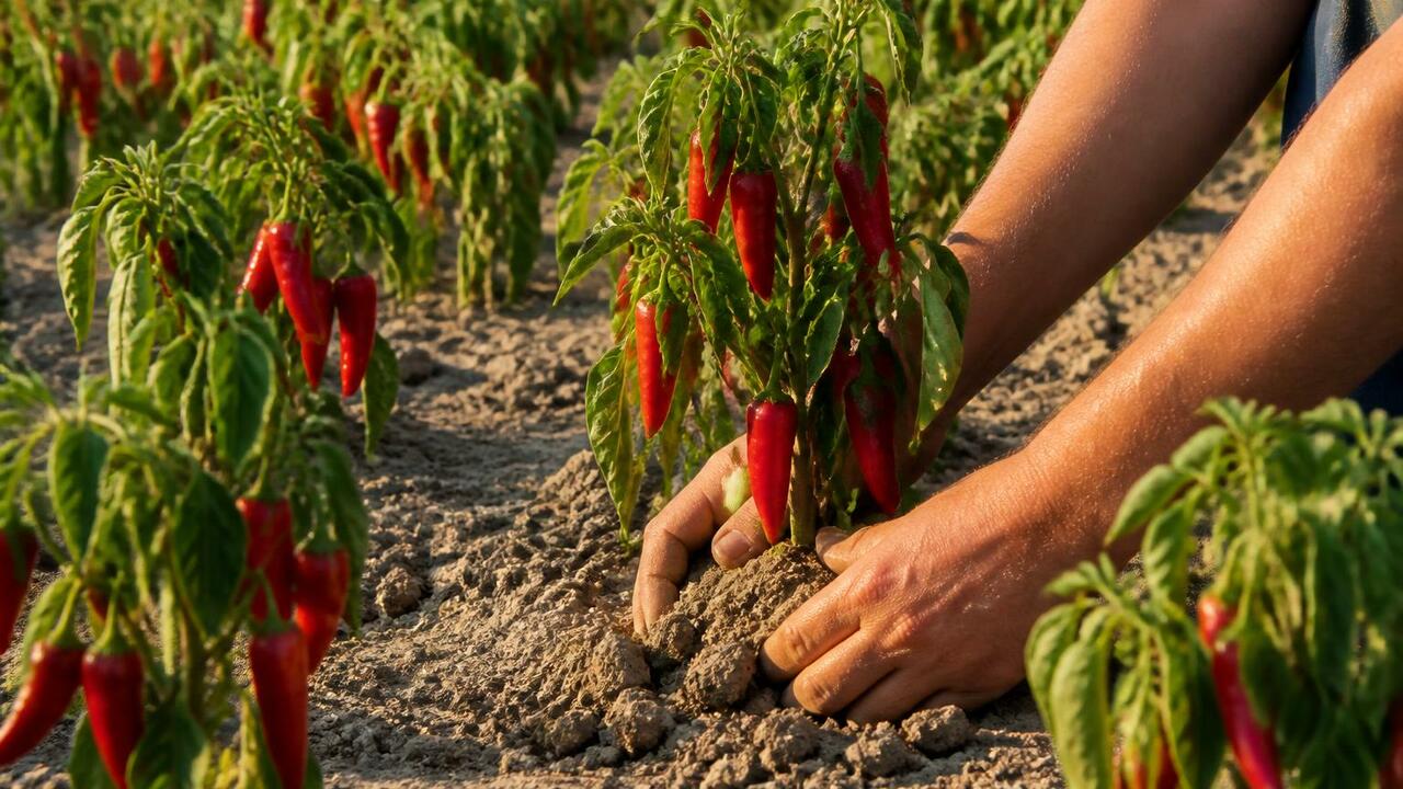 Венгерские фермеры спасают паприку от рекордной засухи Венгерские фермеры спасают урожай паприки в усл...