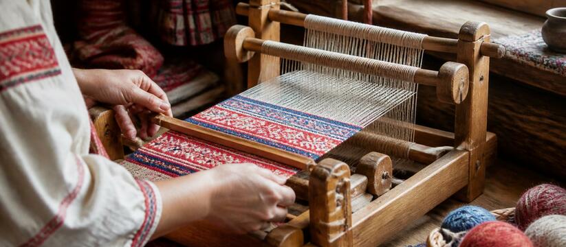 В Коряжме мамы с дочками учатся ткать пояса для...