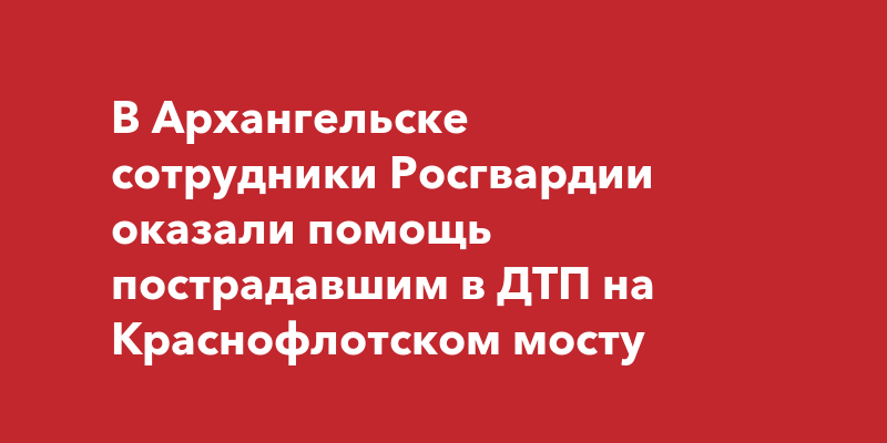 В Архангельске сотрудники Росгвардии оказали помощь пострадавшим в ДТП ...